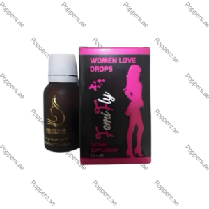 Women Love Drops female dietary supplement bottle and box on white background