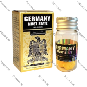 Germany Must State Power Pills bottle and packaging on white background