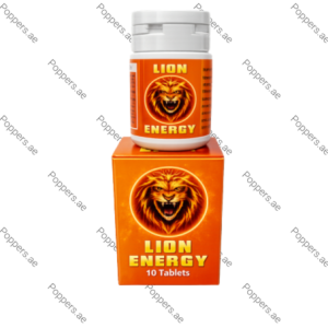 Lion Energy male power capsules bottle and box on white background