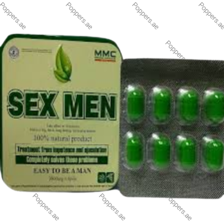 MMC Sex Men Capsule blister pack and tin packaging on white background