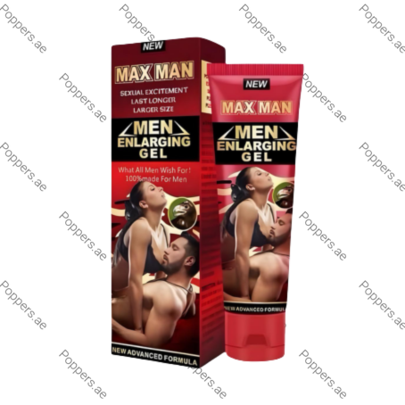 Maxman Cream men enlarging gel tube and packaging on white background