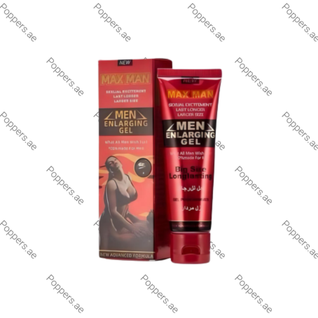 Maxman Cream men enlarging gel tube and box on white background