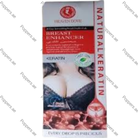 Natural Keratin Breast Enhancer packaging box on white background