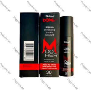 Orgasm Enhancing Cream Lubricant bottle and packaging on white background