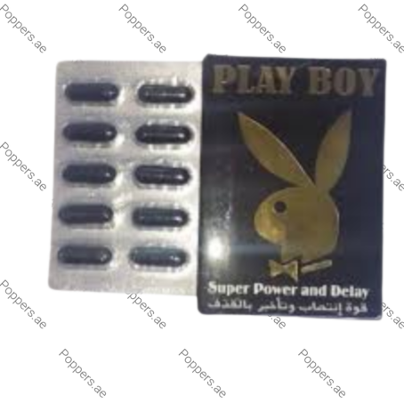 Playboy Power Delay Capsule blister pack and packaging box on white background