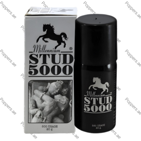 Stud 5000 Delay Spray bottle and box on white background