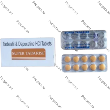 Super Tadarise tablets box and blister packs on white background