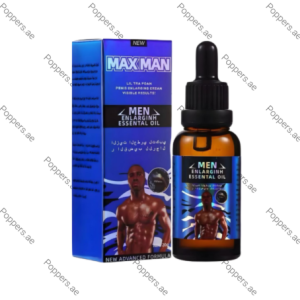 Maxman Enlargement Oil bottle and box on white background