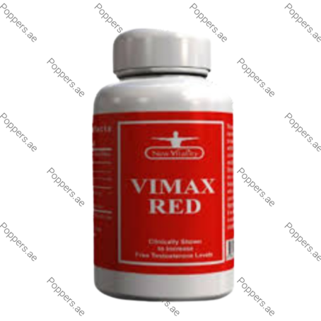Vimax Red Capsule supplement bottle on white background