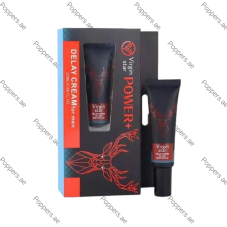 Virgin Star Power Delay Cream for Men tube with retail packaging box