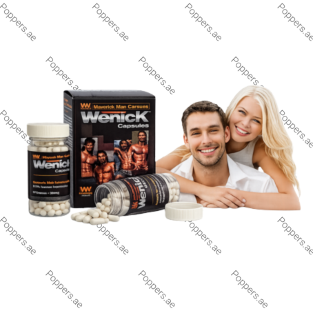 Wenick Man Best Enlargement Pills bottles, packaging, and couple image on white background